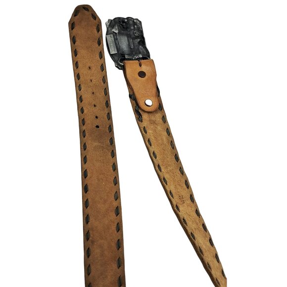 Washington Fire Fighters Belt Buckle & Tooled Leather Belt Vintage Siskiyou Buck - Picture 8 of 10